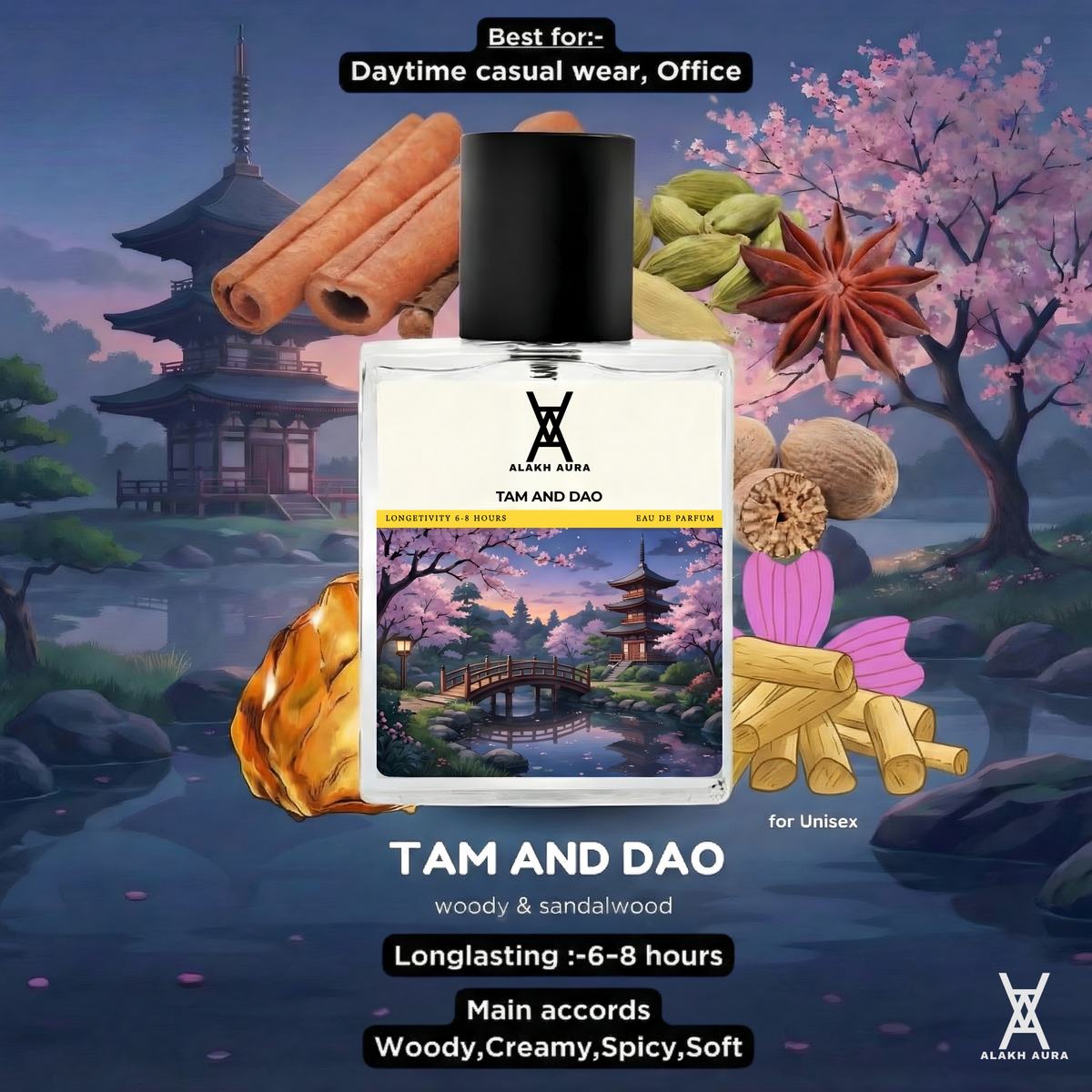 Tam and Dao Eau de Parfum – Unisex Cypress Rosewood Sandalwood Amber Fragrance