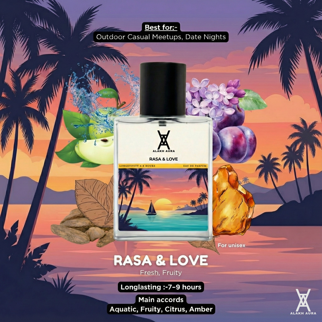 Rasa & Love Eau de Parfum – Unisex Apple Plum Lemon Patchouli Amber Fragrance