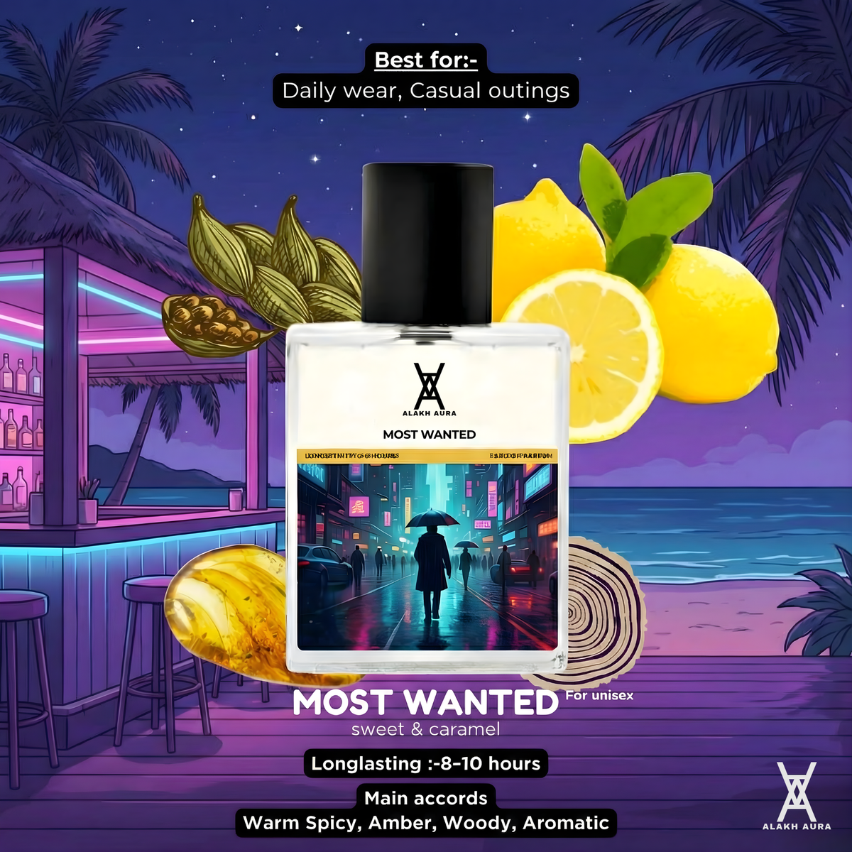 Most Wanted Eau de Parfum – Unisex Cardamom Ginger Toffee Amberwood Fragrance